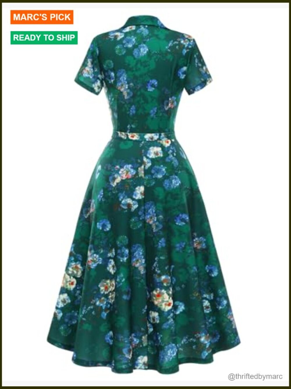 Vintage Tea Dress with Short Sleeves Cocktail Party Work Church Classic Swing - Picture 3 of 7